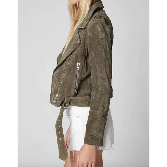 BlankNYC Herb Green Moto Suede Leather Jacket XS - Picture 3 of 10